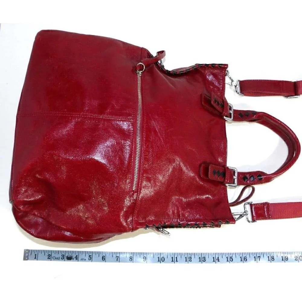 VICENZO red leather tote, shoulder bag, handbag, purse